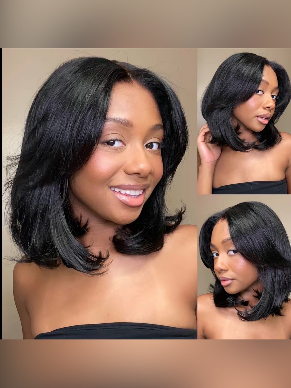 Jessies Wig Curtain Bang Layered Bob Wig 12 inches